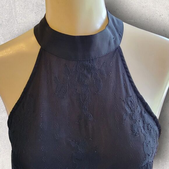 Parker Top Women Small Black Lace Sleeveless Halter Neck Back Zip Blouse New NWT - Picture 3 of 12
